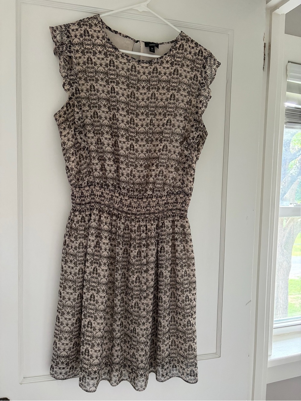 Mossimo Supply Co. Black and Cream Printed Smocked-Waist Mini Dress